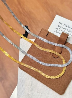 S925纯银意大利四编坦克项链小红书爆款轻奢时髦中古vintage素链