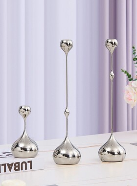 欧式轻奢金属水滴银色蜡烛