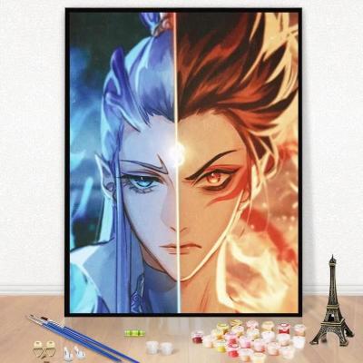 数字油画哪咤diy手工填色儿童卡通动漫哪吒之魔童降世