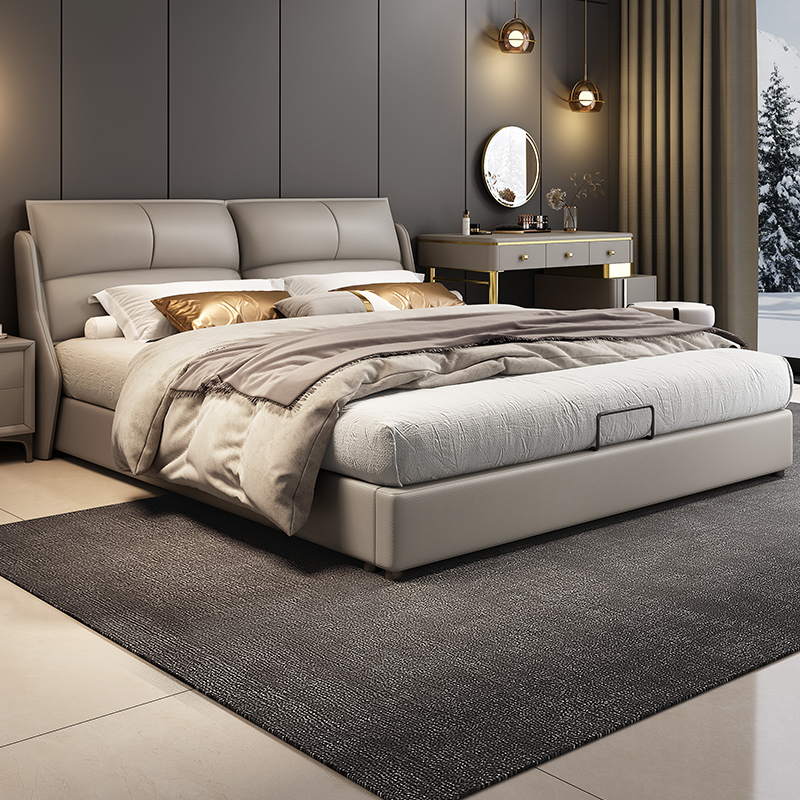 现代简约主卧意式轻奢双人储物床