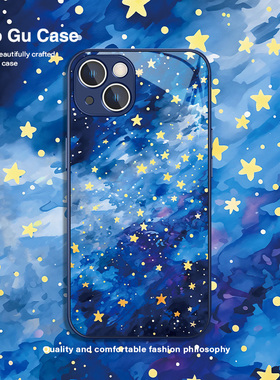 星空银河手机壳适用苹果15promax星星iPhone14蓝色13pro高级感12新款11男女款xsmax不会撞壳7plus8金属漆玻璃