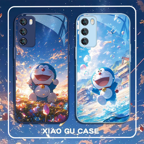 卡通可爱哆啦a梦玻璃手机壳