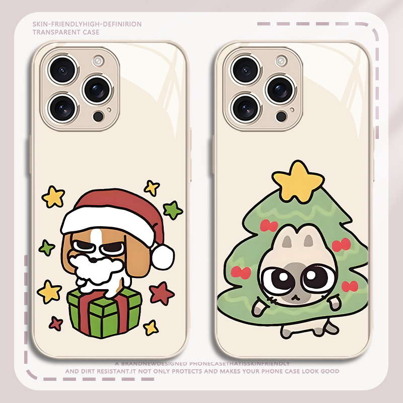 圣诞节比格多栋可爱情侣手机壳