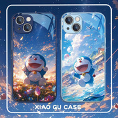 适用苹果15pro手机壳16 11高级感xr夏日清爽7plus8玻璃x 17air哆啦a梦iPhone14promax叮当猫13卡通可爱12新款