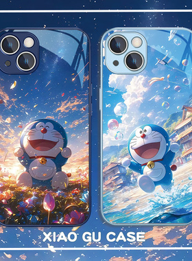 适用苹果15pro手机壳16/17air哆啦a梦iPhone14promax叮当猫13卡通可爱12新款11高级感xr夏日清爽7plus8玻璃x