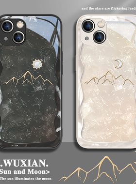 适用苹果16/17手机壳新款iPhone14proamx太阳15pro月亮13奢华12高级感11新款17air全包防摔xsmax玻璃xr简约套