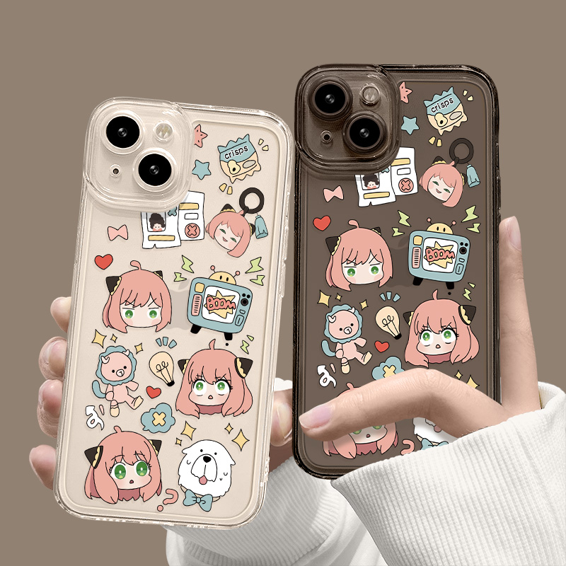 卡通可爱阿尼亚苹果透明手机壳