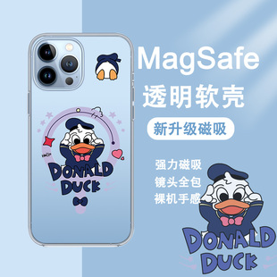 13新款 唐老鸭适用iPhone15promax手机壳磁吸magsafe情侣款 苹果14pro迪士尼12mini全包11透明14plus防摔ip15套