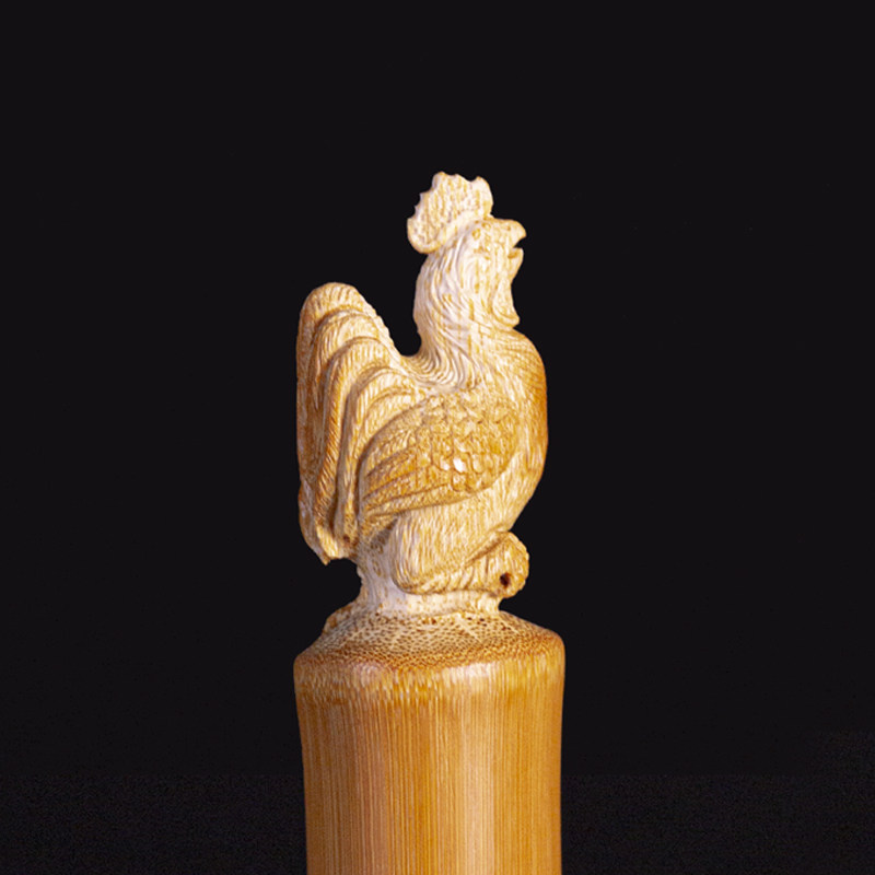 实心竹生肖鸡把件老料实心玉竹把玩件高密度实心竹手把件竹子把件