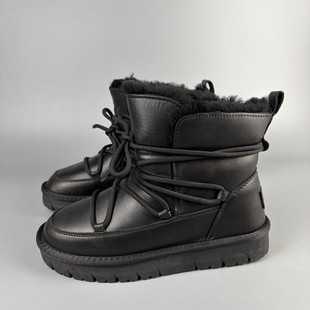羊毛女2025冬季皮毛一体俄罗斯单户外保暖抗寒防水雪地靴头层牛皮