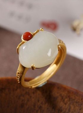 开口可调节戒指环蟠桃镀金个性女