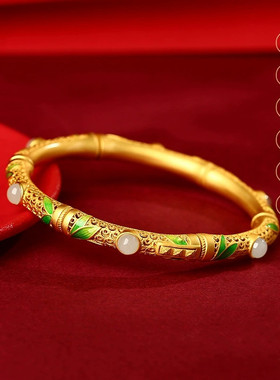 宫廷鎏金花丝珐琅竹节手镯可开口