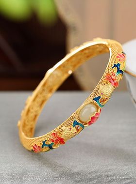 复古中式民族风金鱼镂空手镯设计