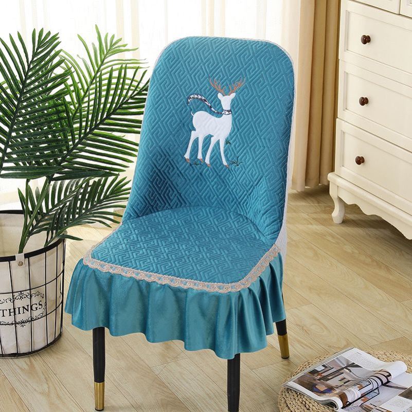 弧形弧形椅子套罩轻奢翅膀全包贝壳扇形一体椅垫凳子套四季防滑罩