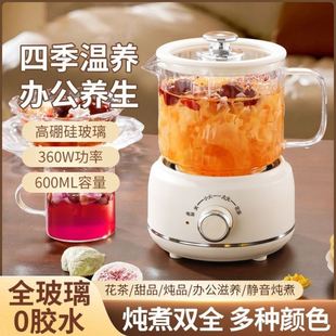 高颜值多功能高硼硅玻璃养生杯迷你600ML小巧精致电热杯煮花茶壶