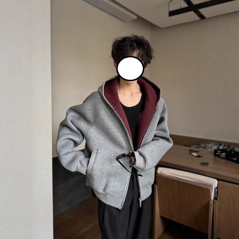 美式复古连帽卫衣开衫男士2025新款潮牌宽松百搭帽衫拉链外套男款