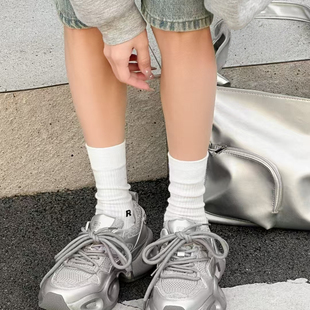 红珊瑚2025年春季新款真皮厚底增高老爹鞋女百搭休闲运动鞋德训鞋