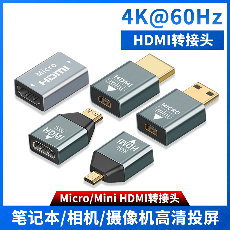 尚优琦Minihdmi转hdmi2.0转接头迷你micro转换器笔记本电脑显卡接电视显示器高清线适用索尼康佳能微单反相机