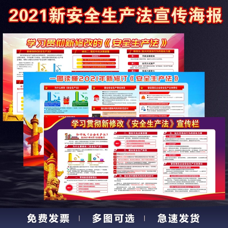 宣传周招贴展板宣传栏墙贴安全生产法挂图贴纸新安法宣传画宣传栏海报
