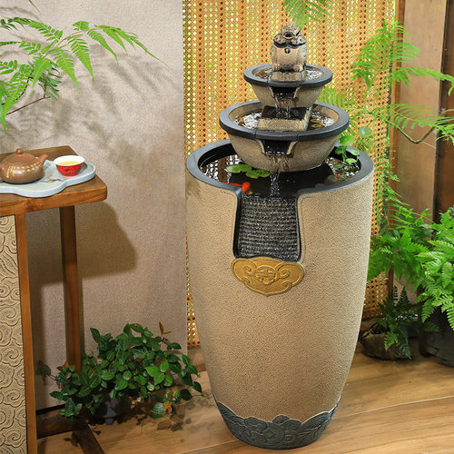 汉韵堂中式客厅落地流水摆件