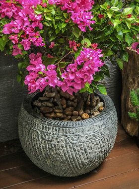 汉韵堂庭院造景特大号花盆花园中式仿石水养大花缸三角梅种植盆景