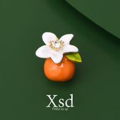 心想事橙胸针女高档精致水果胸花西装 配饰 别针配饰小众设计感时尚