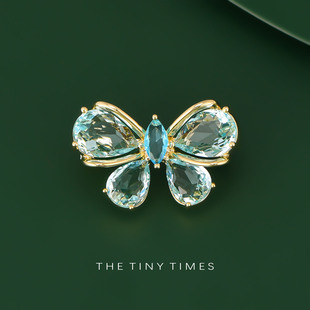 锆石蝴蝶胸针女清新时尚 防走神器简约小别针配饰 水晶精致胸花夏季