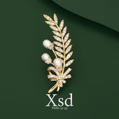 淡水珍珠麦穗胸针高档女奢华气质别针高级感西装 百搭礼物 胸花时尚