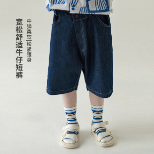中大童透气舒适裤 2025年新款 子 清爽儿童牛仔短裤 oddtails男童夏季