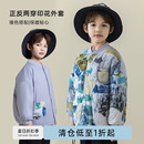 寶寶數(shù)碼 oddtails男童秋冬裝 雙面穿夾棉棉服2024新款 童裝 印花棉衣