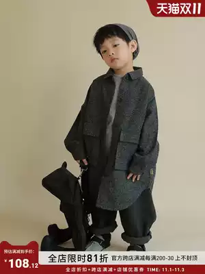 oddtails Boys' Shirt 2021 Spring and Autumn New Children Korean version of Tong Long Sleeve Coat Long Edition Top