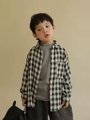 oddtails children's plaid shirt boys foreign style handsome long sleeve spring and autumn big boy loose coat