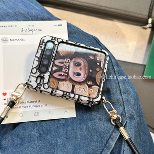 高级感斜挎可背适用华为purax手机壳折叠屏pocket2皮质全包铰链三星zflip6/7女款小米mixflip2手提链条挂绳