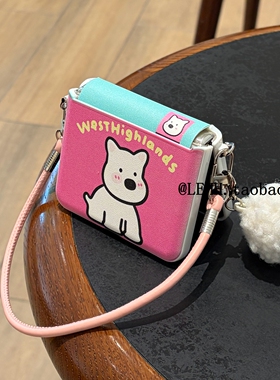 可爱西高地小狗适用华为purax折叠屏手机壳小米mixflip2壳膜一体pocket2创意拼色三星zflip7/6荣耀v2手提链女