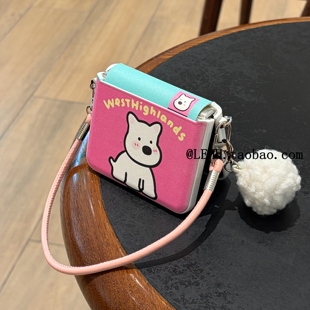 可爱西高地小狗适用华为purax手机壳新款 小米mixflip2小折叠屏pocket2创意拼色三星zflip7荣耀vflip2手提链女