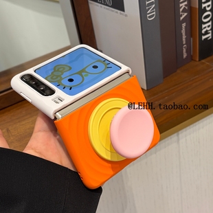 ins撞色波漾磁吸壳适用华为puraX手机壳新款 6磁吸支架荣耀V男女 小米mixflip2小折叠屏pocket2肤感三星zflip7