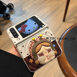 可爱卡通立体哭娃磁吸支架适用华为puraX手机壳新款 6女荣耀v 小米mixflip2折叠屏pocket2肤感波漾三星zflip7