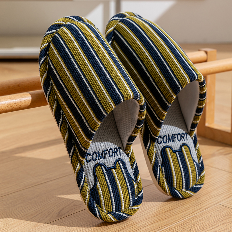 家用拖鞋女士春秋冬季情侣家居四季防滑室内棉麻布亚麻透气厚底男