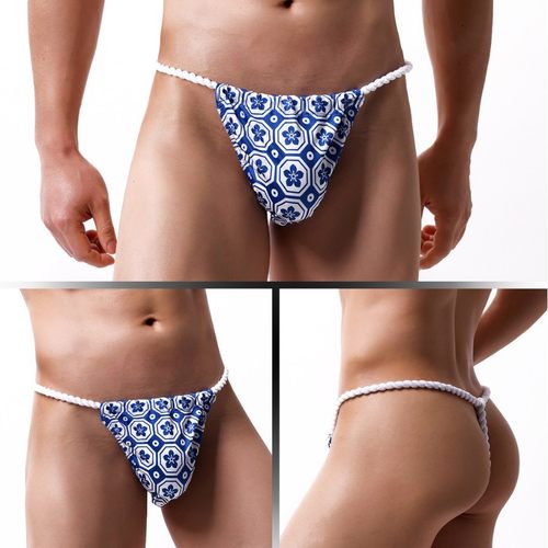 日式日系风韩版锦纶印花男儿裤男士内裤中低腰丁字裤花相扑裤E029