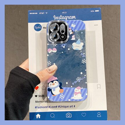 玉桂狗企鹅适用opporeno15手机壳reno14卡通reon13pro+刺绣12带11挂绳10可爱8立体7冰川纹6十oppo硅胶0pp0女p