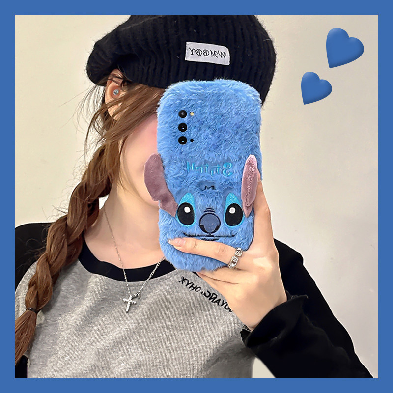 手机壳秋冬毛绒可爱卡通史迪仔