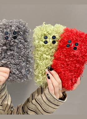 红色毛绒适用华为purax手机壳pocket2简约magicvs3纯色matex6秋冬novaflip卷毛xs2毛茸茸p50pocket折叠屏硬壳