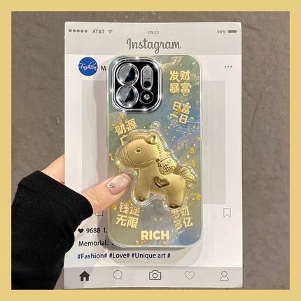 2026爱心小马适用oppo真我gt8手机壳14pro+新年13por发财gtneo6se暴富gt5马年gt7卡通v60立体v50十realme硅胶