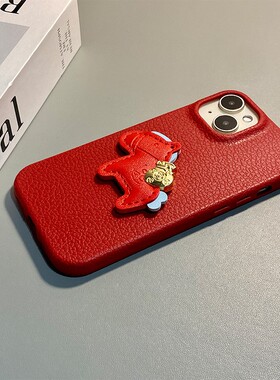 2026皮质小马适用oppofindx9pro手机壳findx8s+卡通x8ultra新年k12plus马年k10x马上r17红色realmex2十oppo女