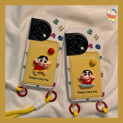 适用oppo一加ace3pro手机壳1+12卡通ace2立体11蜡笔小新ace3v卡套8t插卡9卡包10pro一体9rt手腕7t手提6十ace