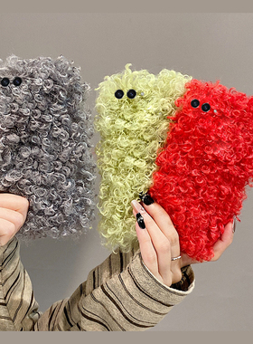 红色毛绒适用三星zflip7fe手机壳zflip6简约zfold5纯色zfold4折叠屏秋冬3卷毛2毛茸茸w25w24毛毛w23硬壳w22女