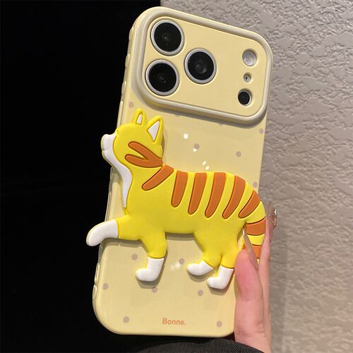 波点折叠猫咪支架适用苹果17手机壳iPhone16promax卡通15pro带14plus斜挎13mini挂绳12侧边16e爱心air/se4/xr
