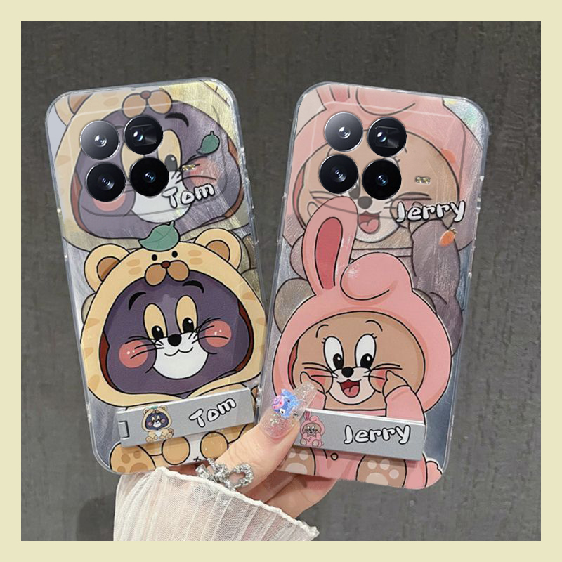 手机壳硅胶羽纱卡通动漫杰瑞鼠汤姆猫带支架