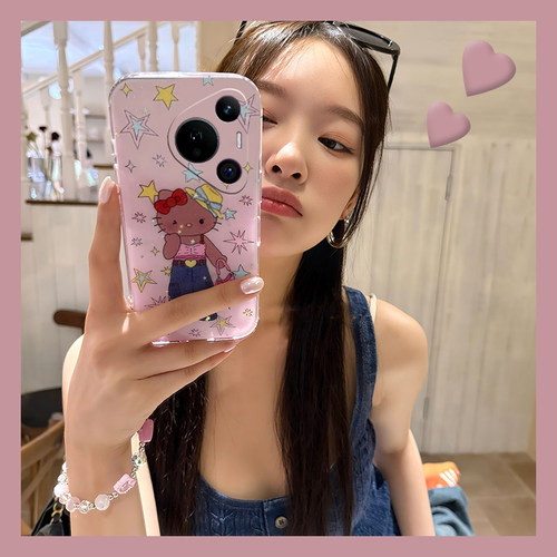 手机壳硅胶卡通趣味星星KT猫凯蒂猫带手绳