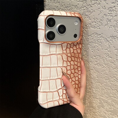 手机壳鳄鱼纹高级感渐变晕染黄色